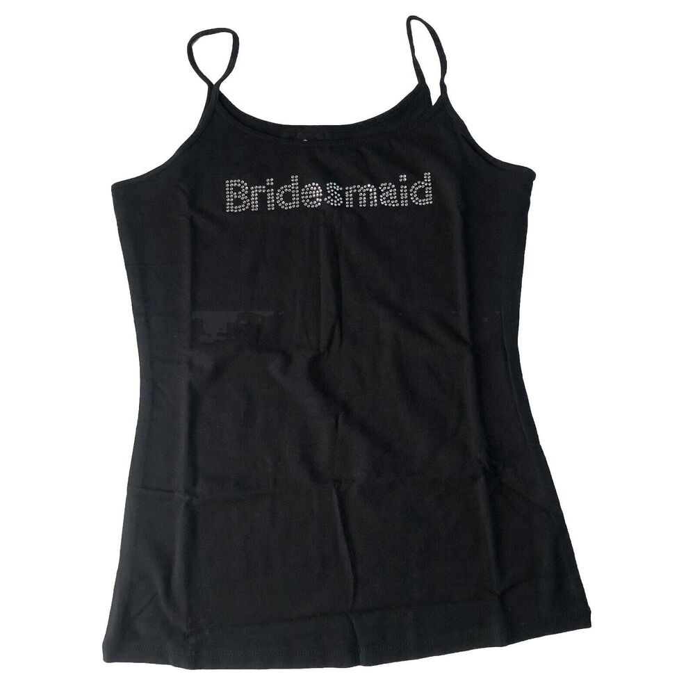 Fluent Life “bridesmaid” Rhinestone Black Tank Top Size Medium
